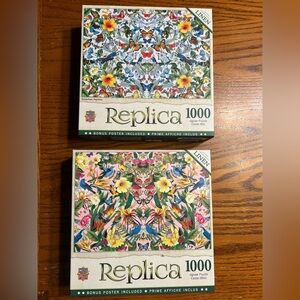 2 Puzzle Set - Colorful Butterfly and Bluebird 1000 pieces each by Master Pieces